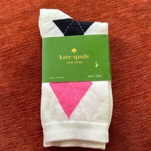 NEW NWT Kate Spade Argyle Trouser Socks Navy White Pink Dress Socks
